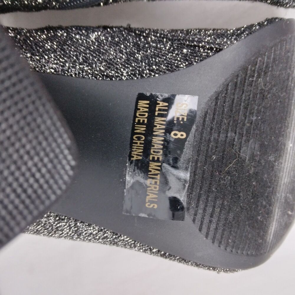 Qupid Bootie Black Silver Sparkly Embellished Elegant Point Toe Ankle Women's 8 - Picture 13 of 14